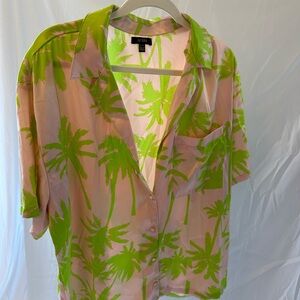 AFRM Neon Green Palm Print Shirt